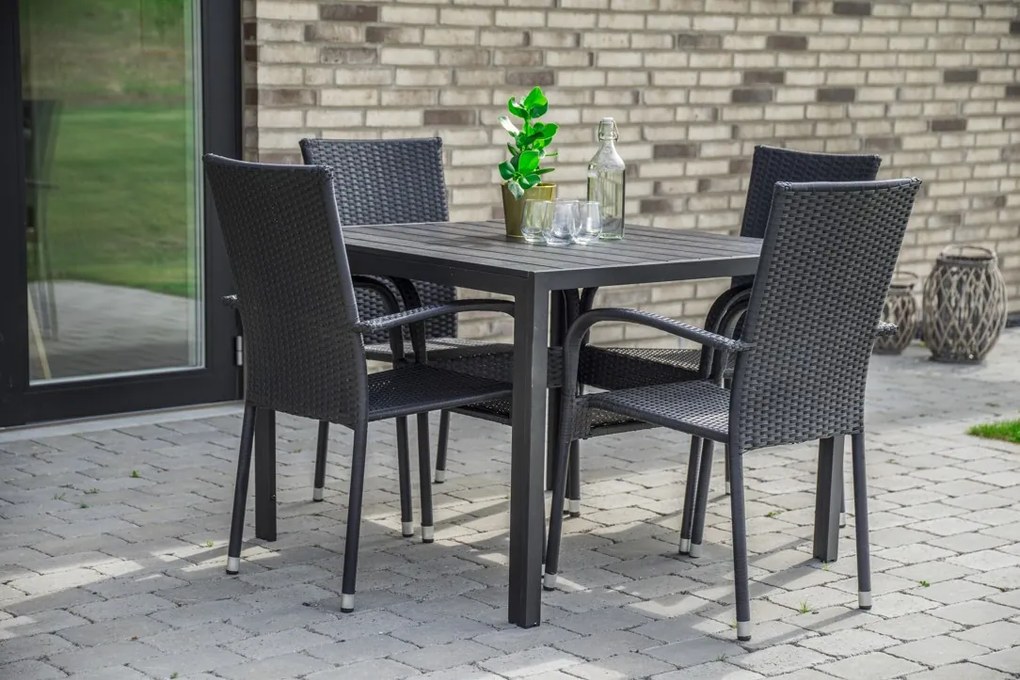 Záhradný jedálenský set Viking M + 4x ratanová stolička Paris