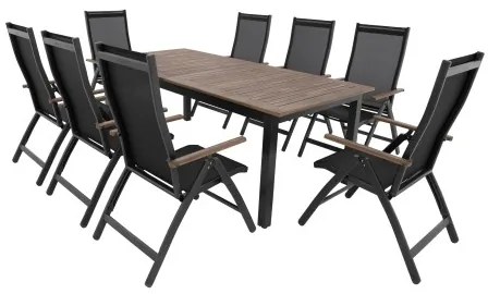 Doppler EXPERT WOOD Plus - záhradná hliníková sedacia súprava 8+1