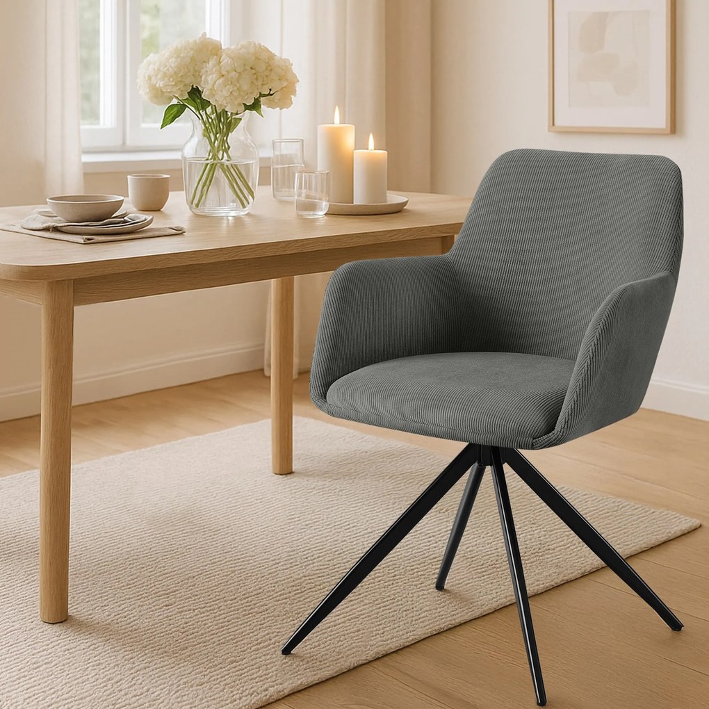Jedálenská stolička Olema látka cord - sivá