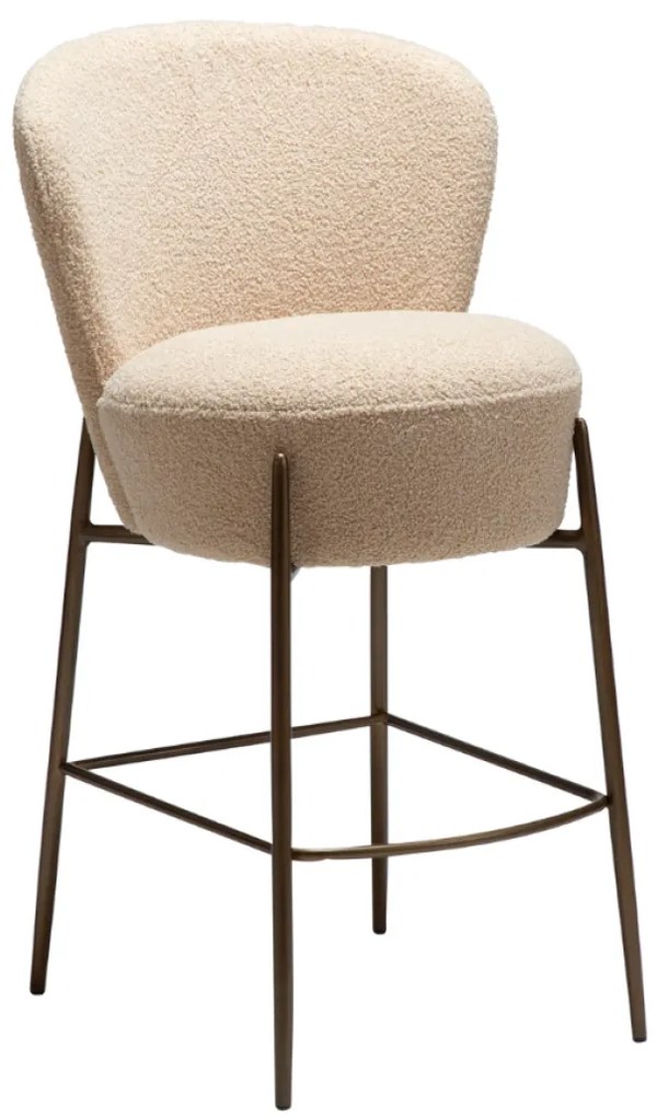 ORBIT ČALÚNENÁ BAROVÁ STOLIČKA almond bouclé/antique brass