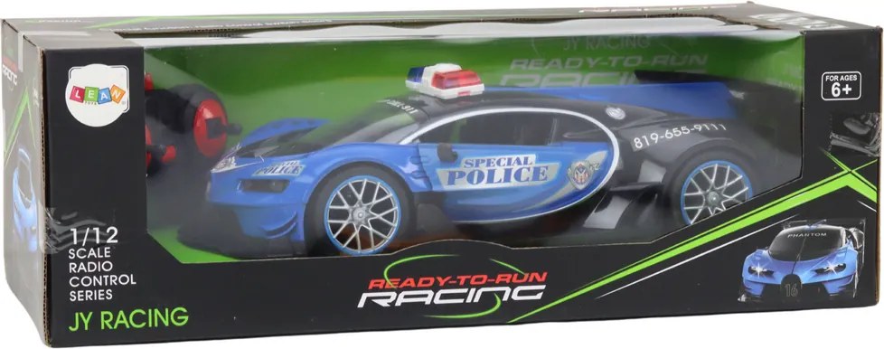 LEAN Toys RC policajné auto v mierke 1:12 modré
