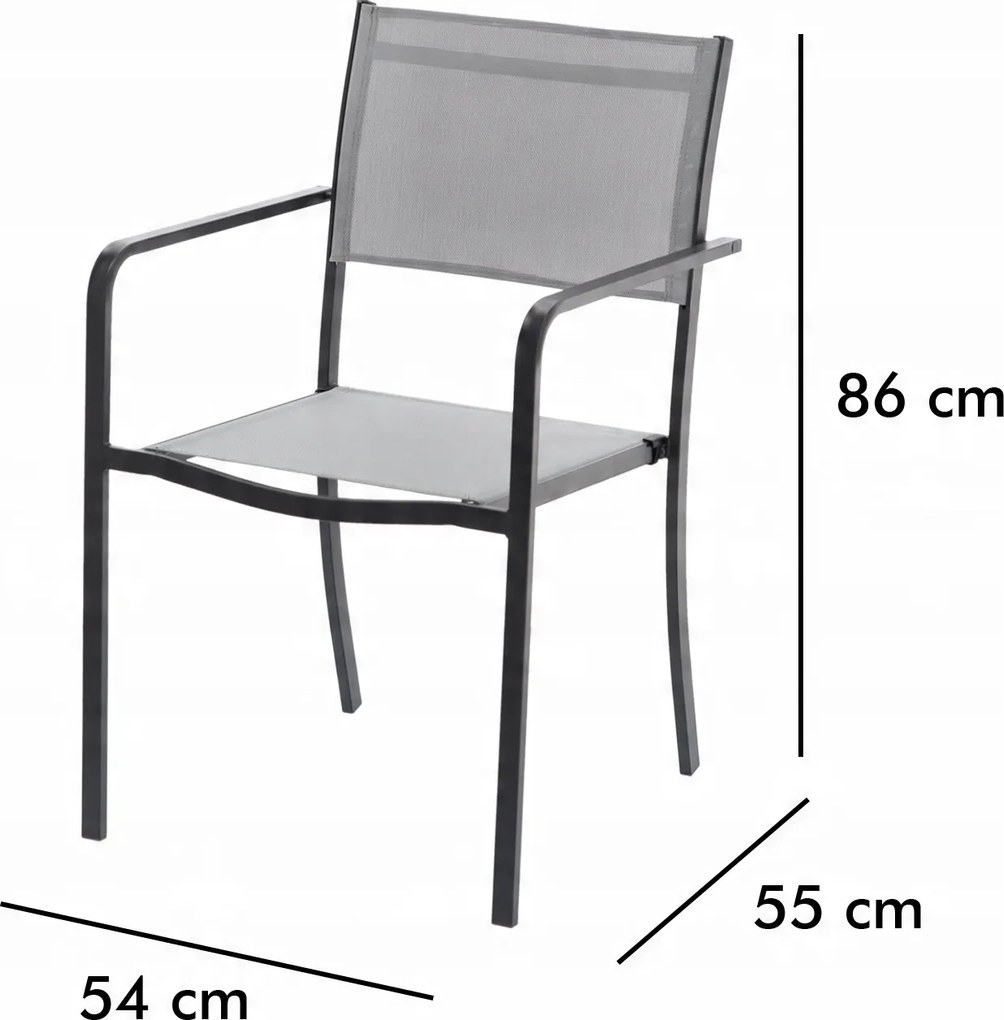 CH Záhradná stohovateľná stolička Casto - sivá