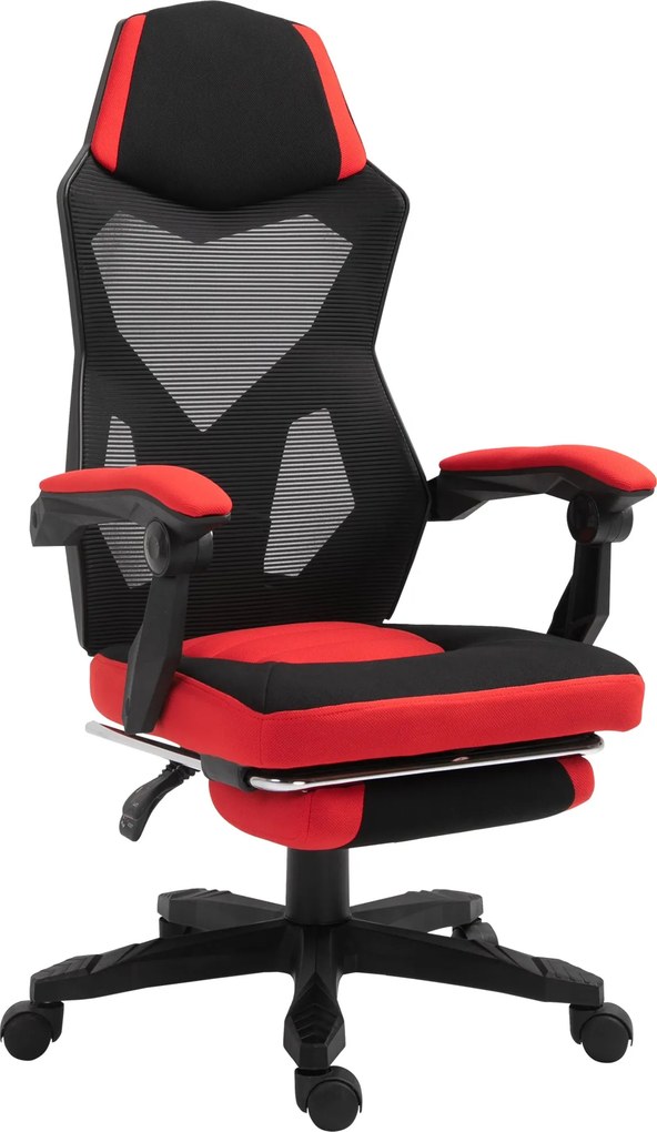 Vinsetto Ergonomická kancelárska stolička, herná stolička, otočná stolička s opierkou na nohy, PC stolička, manažérska stolička, nastaviteľná výška, p