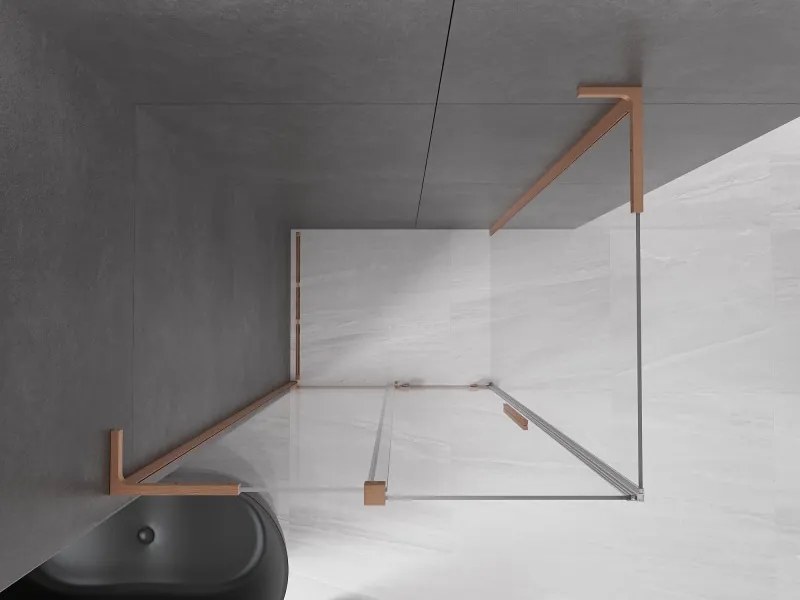 Mexen Velar L, sprchový kút s posuvnými dverami 90 x 80 cm, 8mm číre sklo, medená matná, 871-090-080-03-65