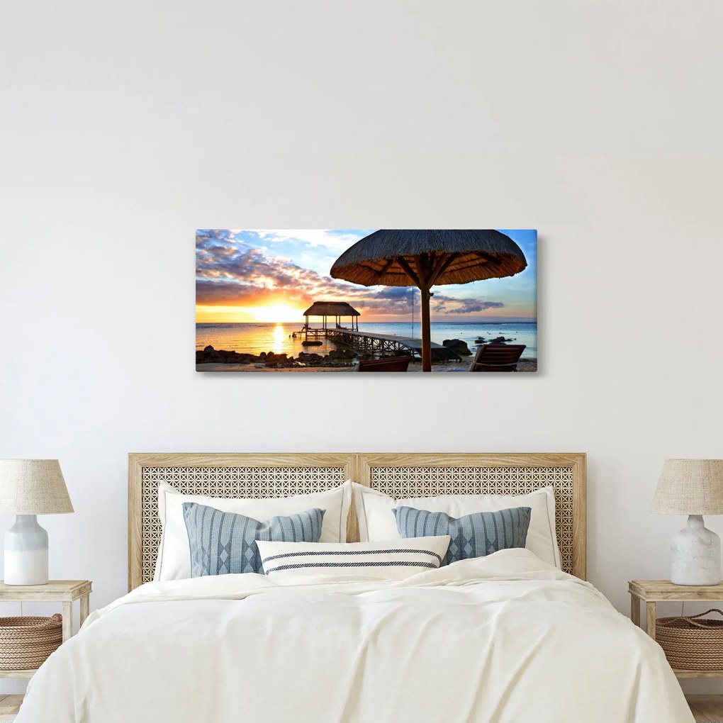 Obraz - Západ slnka na Mauríciu (120x50 cm)