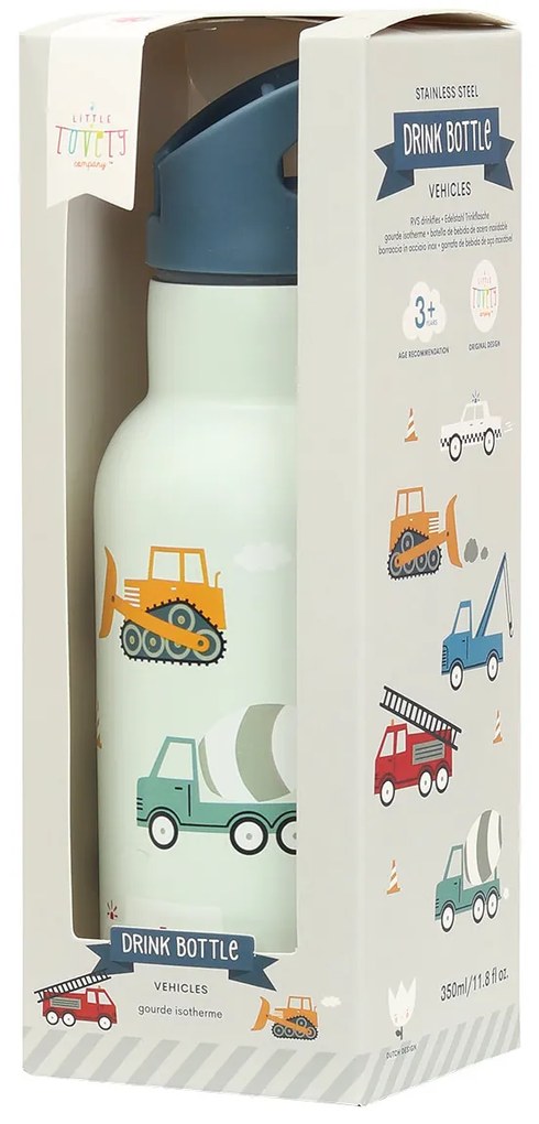 A Little Lovely Company - antikorová fľaša na pitie, 350 ml - vozidlá