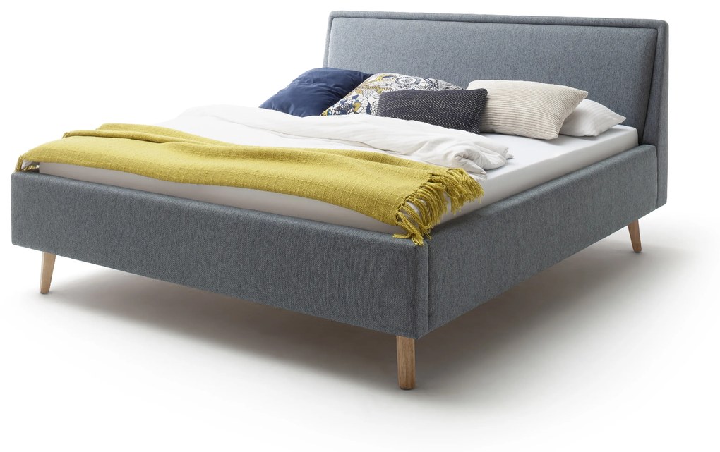 Čalúnená posteľ FRIEDA 180x200 s úložným priestorom, modrá Barva: drevo