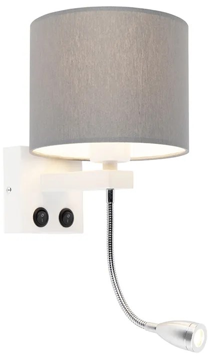 Moderná nástenná lampa biela so sivým tienidlom - Brescia