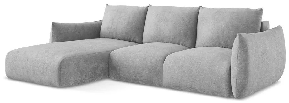 Svetlosivá ženilková rozkladacia rohová pohovka (ľavý roh/s leňoškou) Leila – Makamii