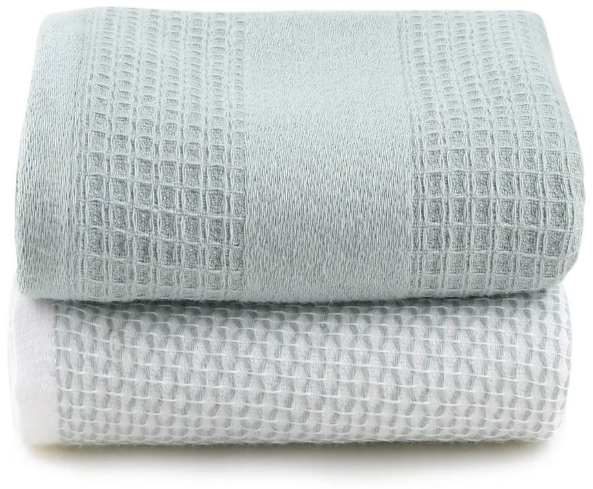 Vaflové uteráky v mentolovej a sivej farbe v súprave 2 ks 40x60 cm Betty – Foutastic