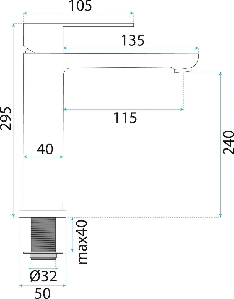 Rea Logan, vysoká umývadlová batéria h-295, grafitová, REA-B6698
