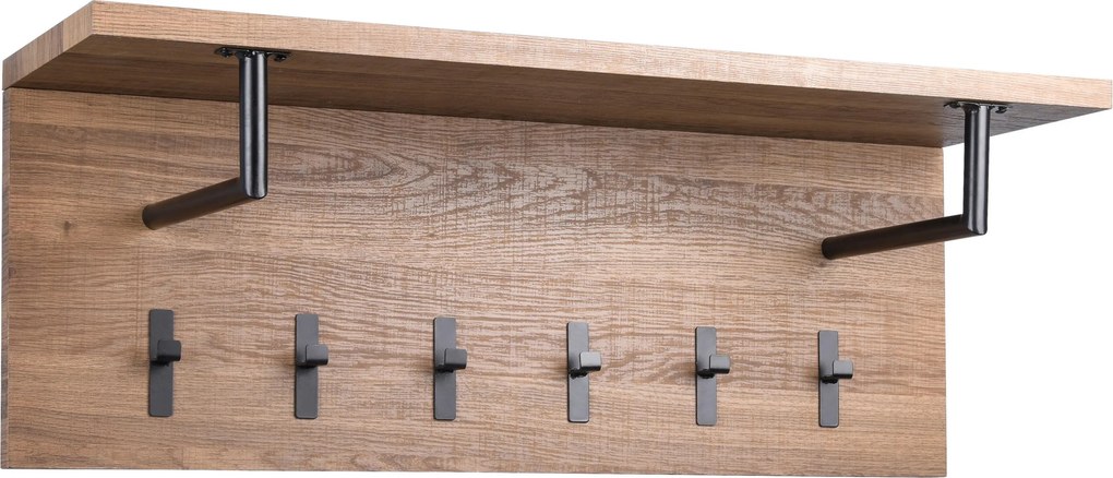 XXXLutz VEŠIAKOVÝ PANEL, čierna, farba duba, 80/30/26 cm - Vešiakové steny - 001815026501
