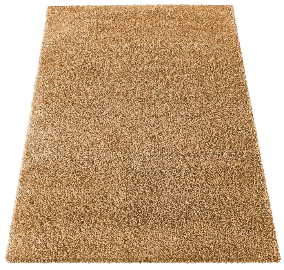 Moderný shaggy koberec v horčicovo žltej farbe Šírka: 80 cm | Dĺžka: 150 cm