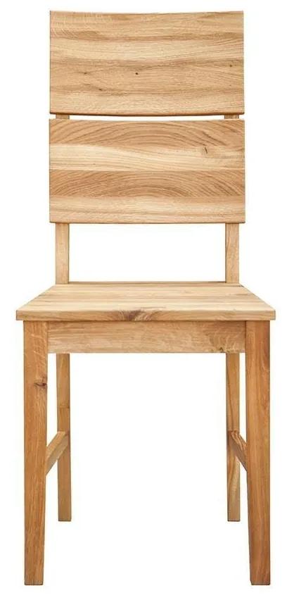 Jedálenská dubová stolička s dreveným sedákom, 42x42x95 cm