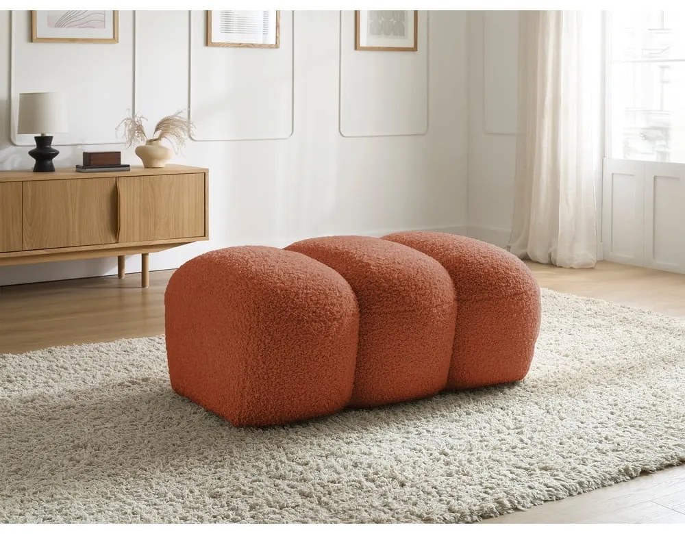 Podnožka z textílie buklé v tehlovej farbe Hippolyte – Bobochic Paris