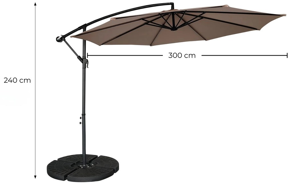 Zahradní slunečník Houseland Zynex 300 cm světle hnědý