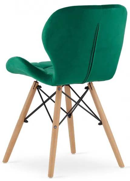 Set troch jedálenských stoličiek LAGO zelené (hnedé nohy) (3ks)