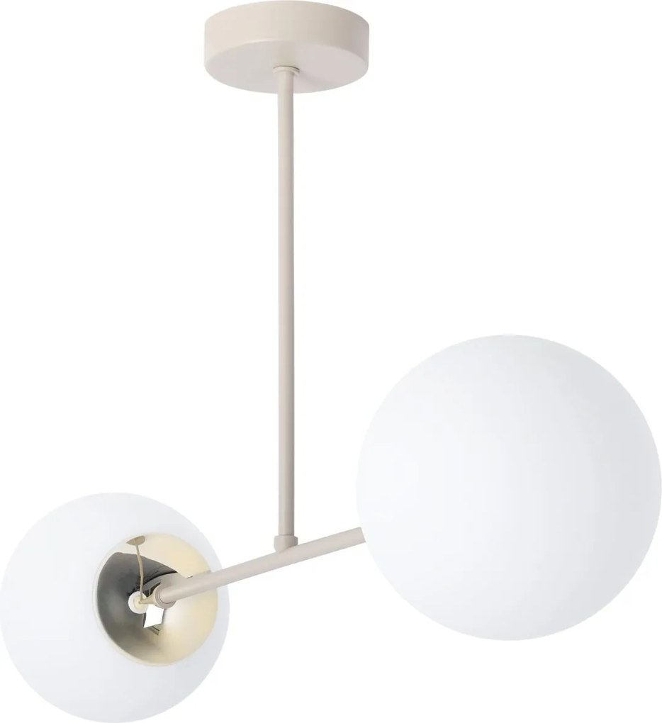 Stropné svietidlo Florence, 2x biele sklenené tienidlo, be/g