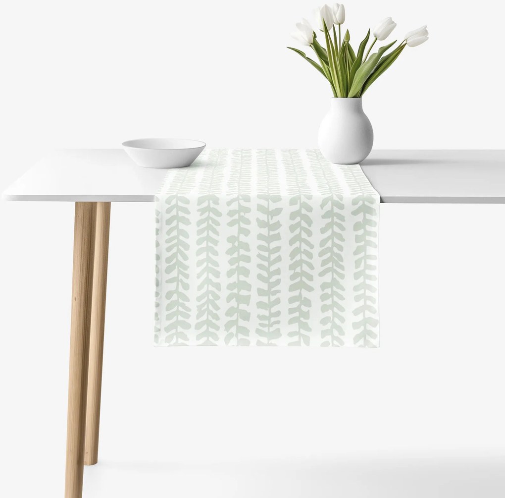 Goldea behúň na stôl 100% bavlnené plátno - skandinávske lístky 35x180 cm