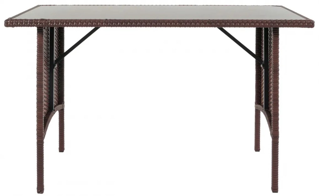 Polyratanový jedálenský stôl HWC-G16, 112x60cm - hnedá