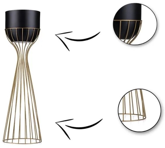 Kovový kvetináč LOFT 68x20 cm zlatá/čierna