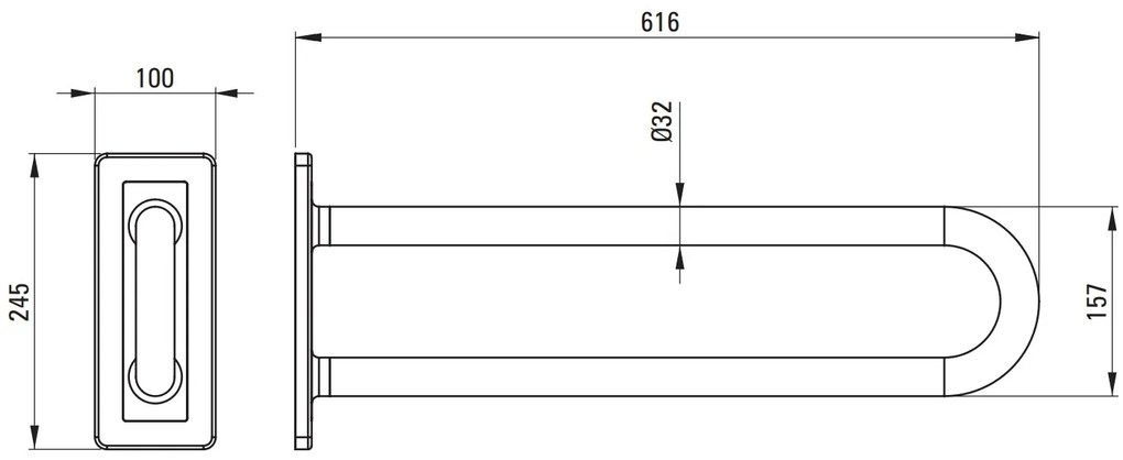 Deante Deante, pevný držiak na stenu 616x157 mm, chrómová, DEA-NIL_041S