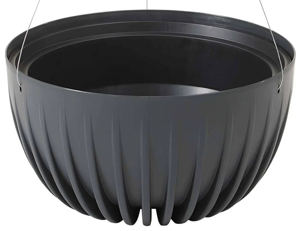 ZÁVESNÝ PLASTOVÝ KVETINÁČ STRIPPED ECO 14X24 CM ANTRACITOVÁ