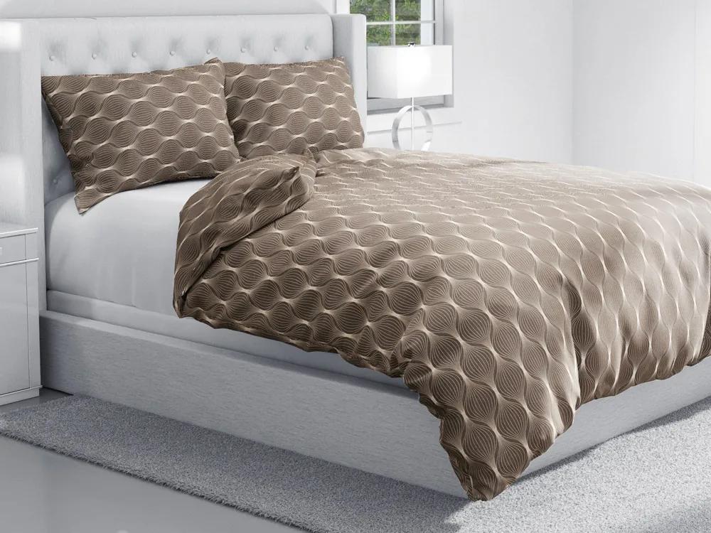 Biante Bavlnené posteľné obliečky Sandra SA-445 Hnedé designové vlnky Jednolôžko 140x200 a 70x90 cm