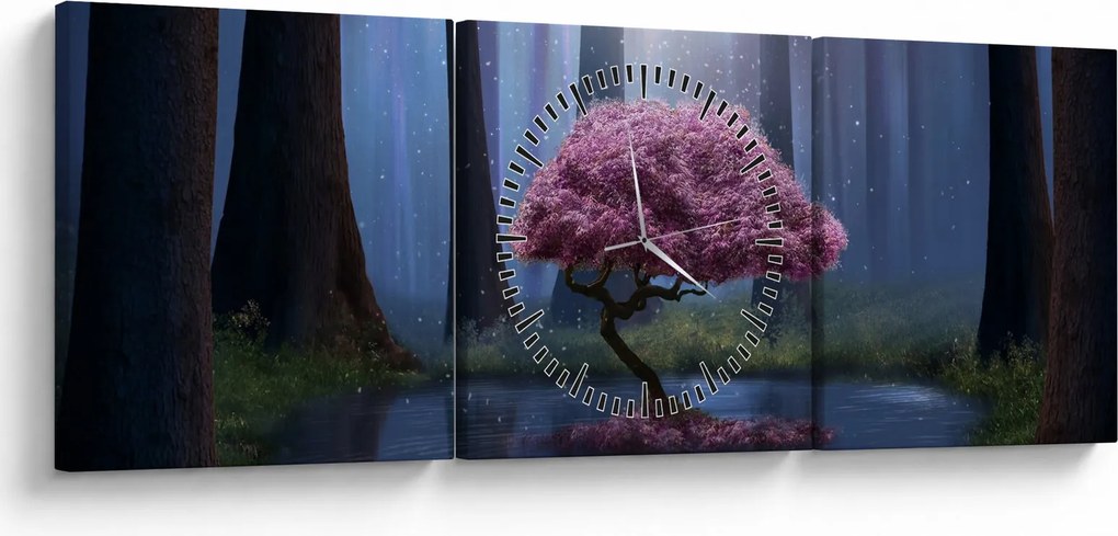 Obraz - Magická noc (s hodinami) (90x30 cm)