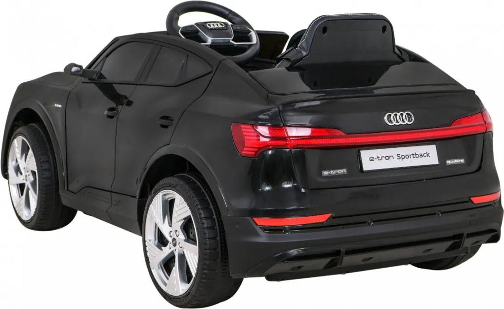 Ramiz Audi E-Tron Sportback pre deti čierne + na diaľkové ovládanie + pohon 4x4 + pomalý štart + rádio MP3 + LED