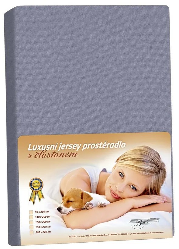 Bellatex Jersey prestieradlo s elastanom tmavosivá, 120 x 200 cm