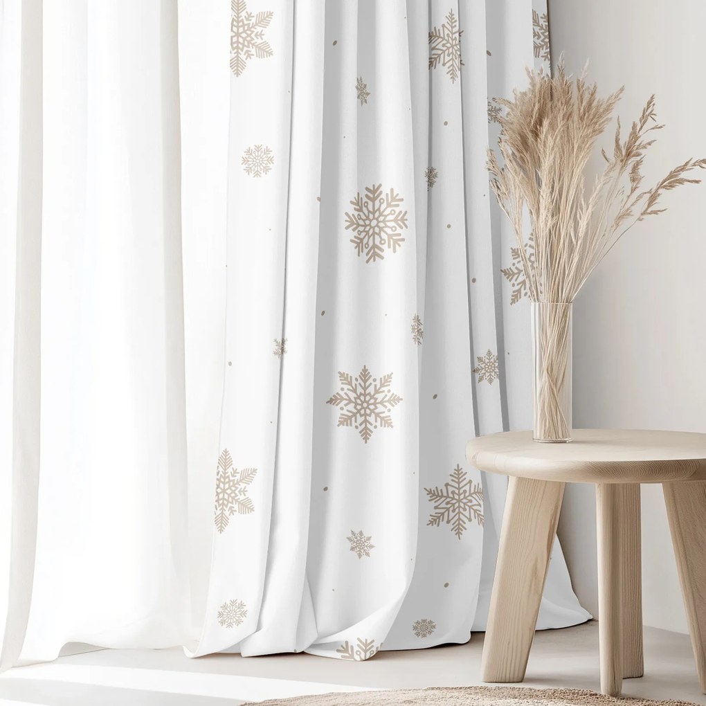 Goldea bavlnený záves - snehové vločky na bielej 160x150 cm