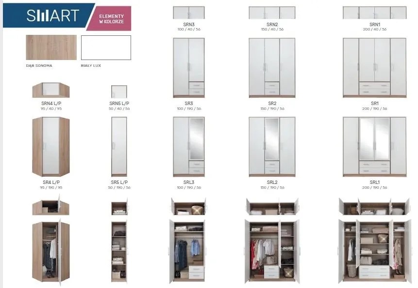 Nádstavec Smart 50cm, dub sonoma/biela