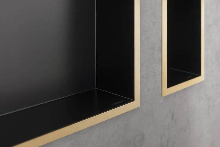 Hansgrohe XtraStoris Individual, výklenok do steny matný čierny, s designovým rámom 300x300x100mm, kartáčovaný bronz, HAN-56098140