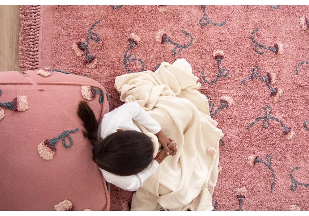 Ružový detský sedací vak English Garden – Lorena Canals