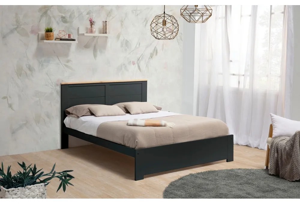 Antracitovosivá dvojlôžková posteľ 140x190 cm Akira - Marckeric