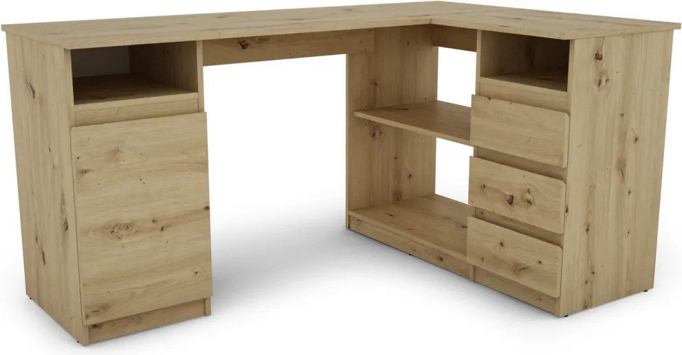 Rohový písací stôl Carlos, dub artisan