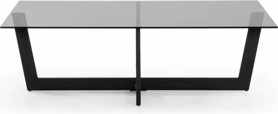 Čierny konferenčný stolík so sklenenou doskou 70x120 cm Plam – Kave Home
