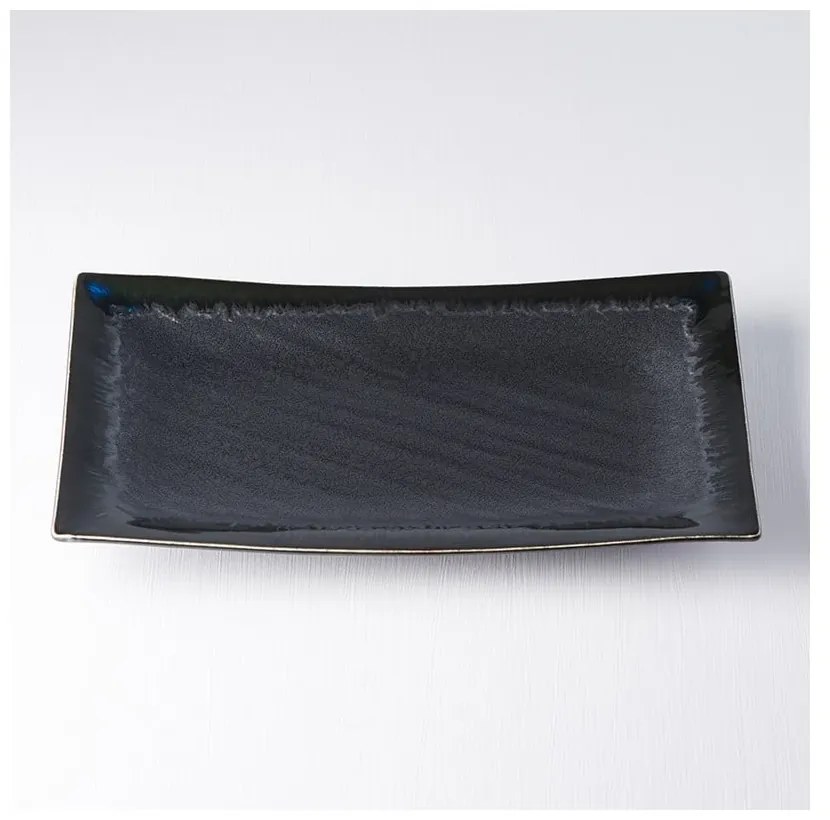 Tmavomodrý keramický tanier MIJ Matt, 33 x 19 cm