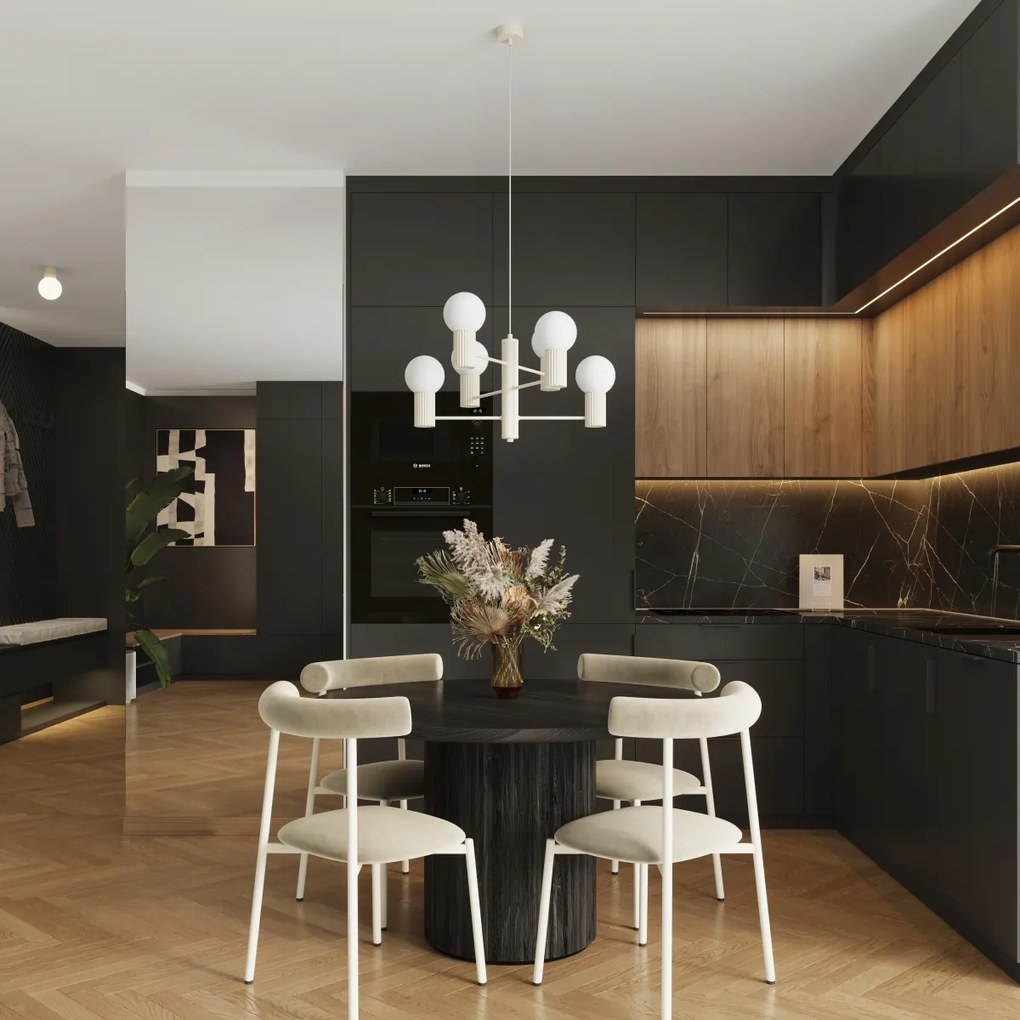 Luster Halo, 6x biele sklenené tienidlo, be