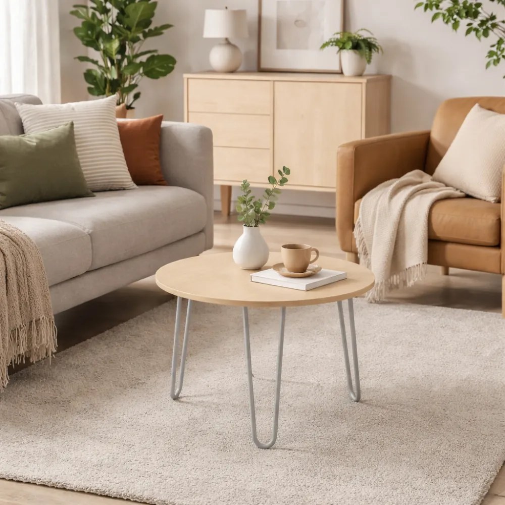 Okrúhly konferenčný stôl SPIDER, priemer 60 cm, sivo-strieborná podnož, biela