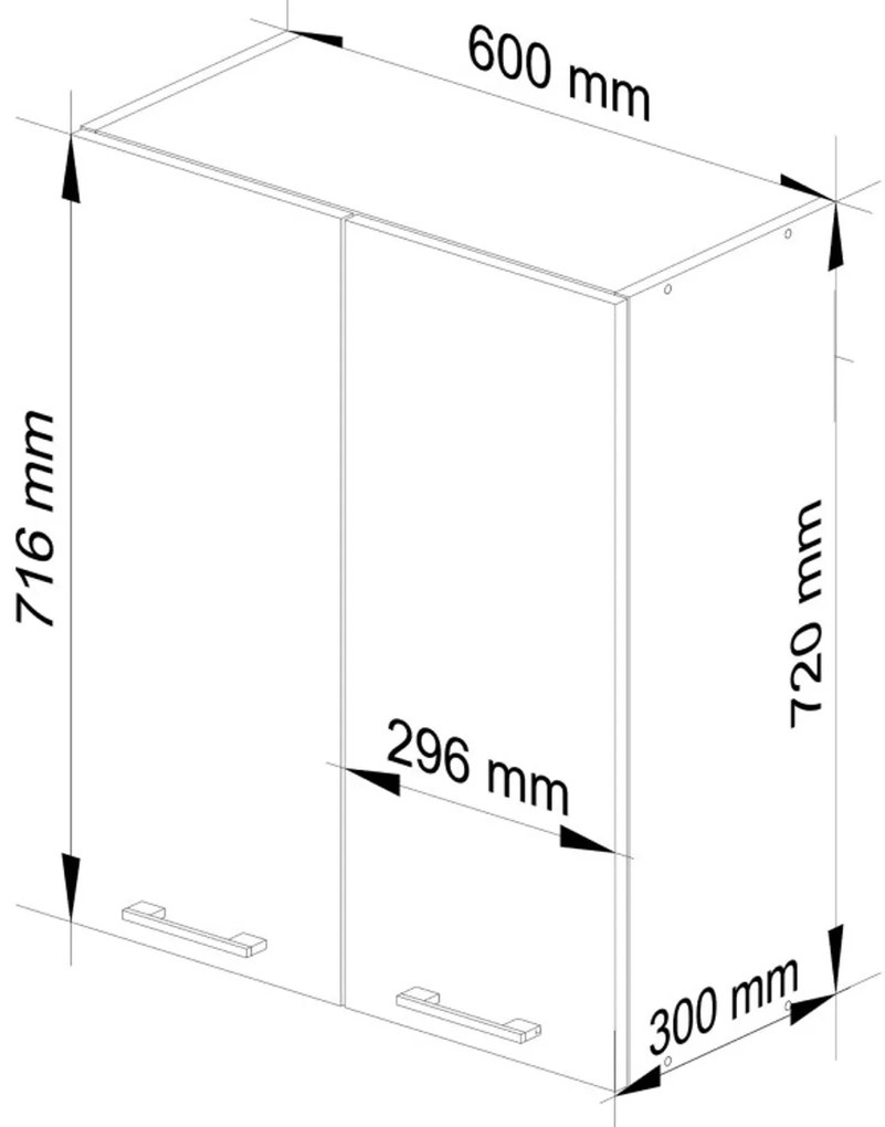 Kuchynská skrinka OLIVIA W60 H720 - biela/cappuccino lesk