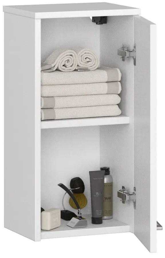 Závesná kúpeľňová skrinka Fin 30 cm biela