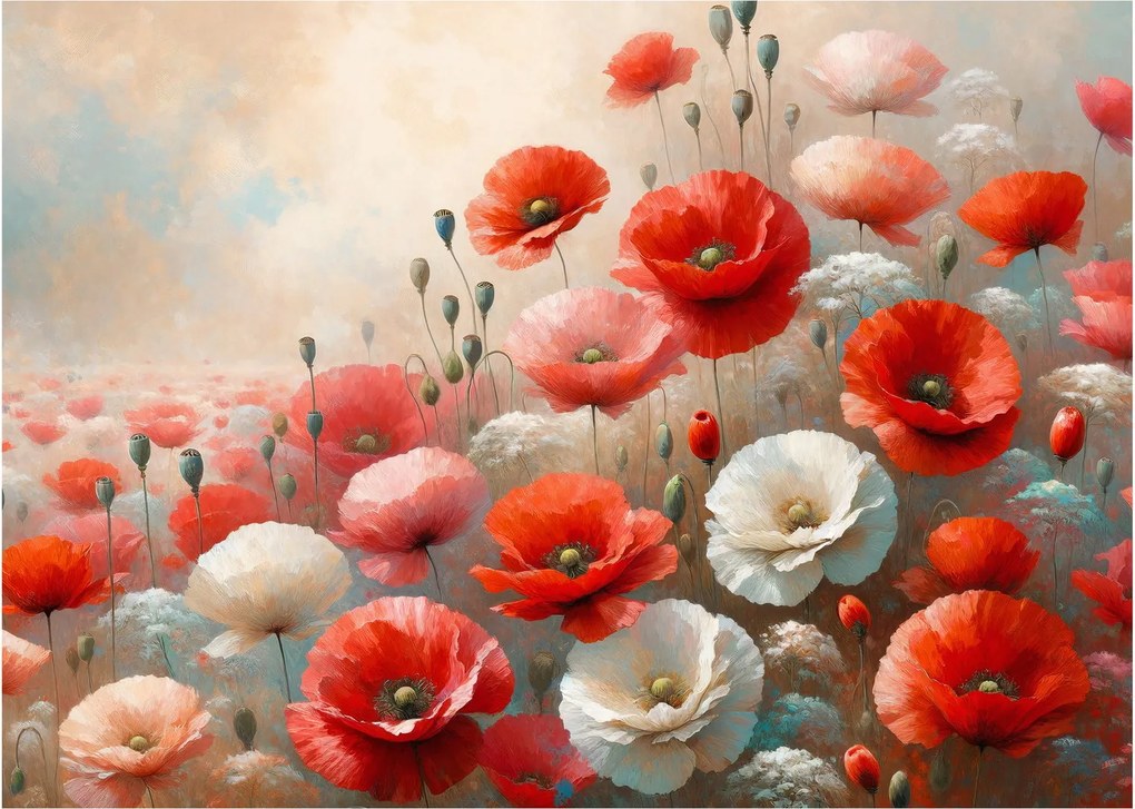 Obraz - Maľba vlčích makov (70x50 cm)