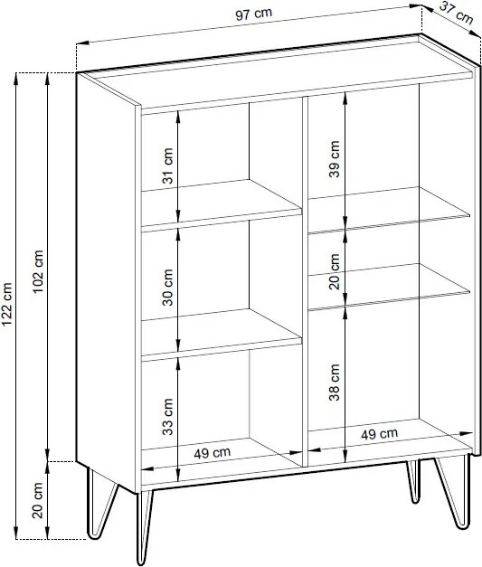 Vitrína Harmony, čierna/čierny mramor