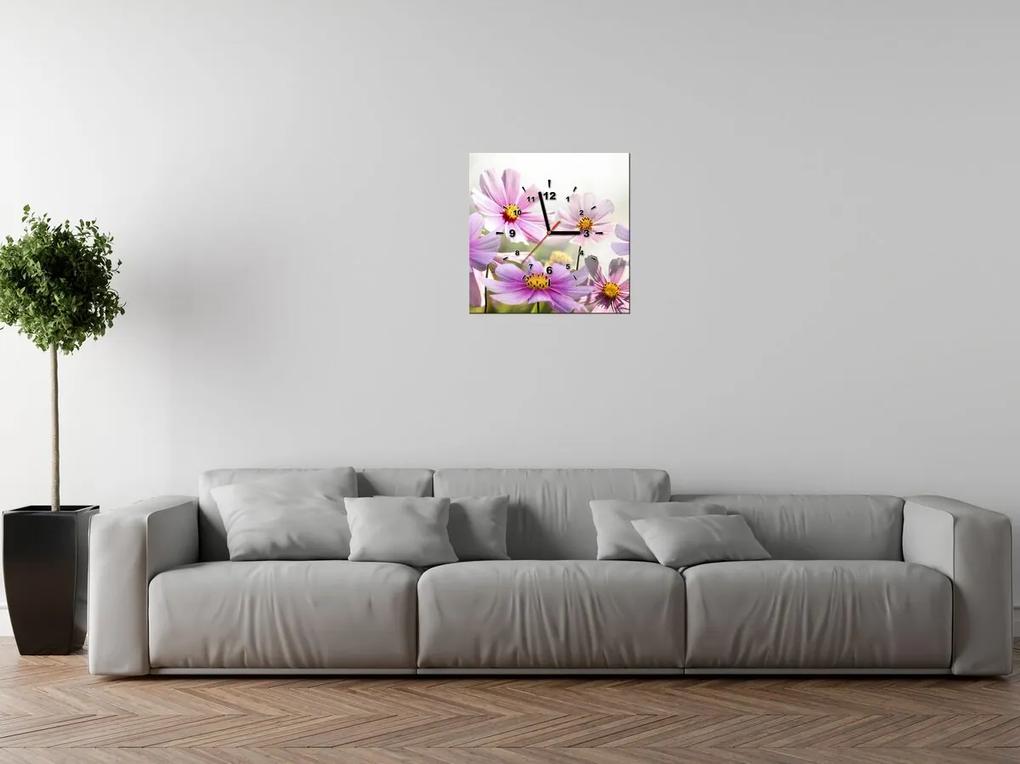 Gario Obraz s hodinami Jemné kvety Rozmery: 60 x 40 cm