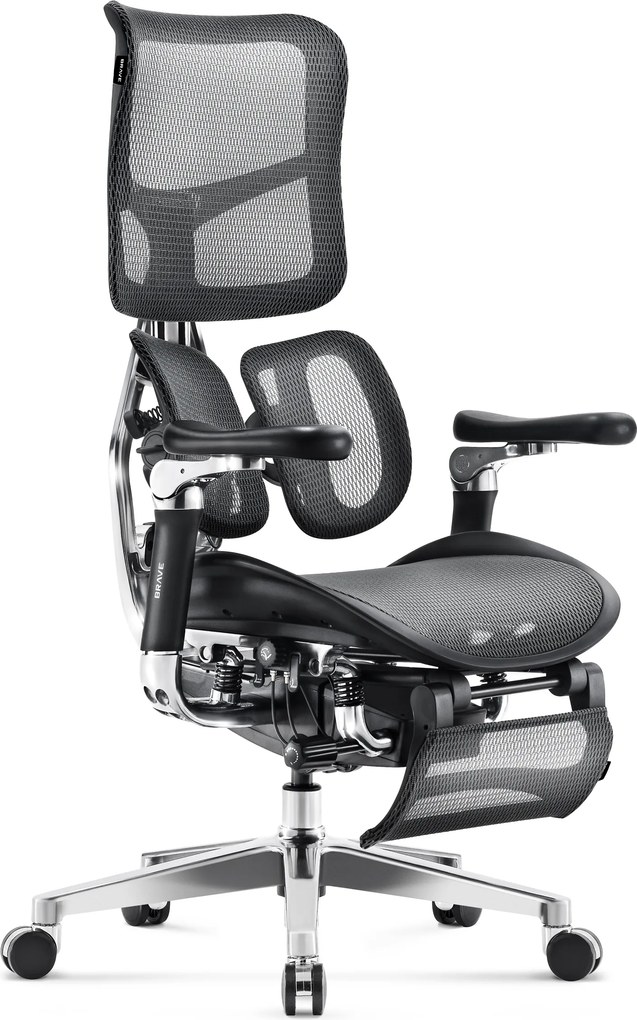 Ergonomická kancelárska stolička s podnožkou Premium Normal Size, čierna: Diablo V-Kinetic