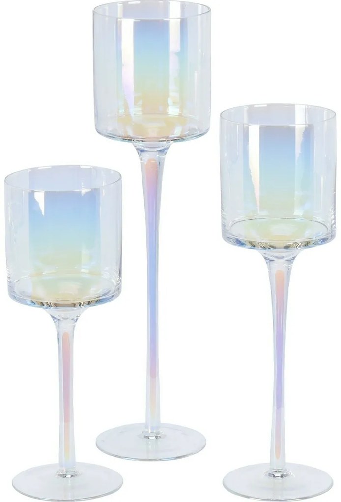 Súprava dekoratívnych sklenených svietnikov Home and Styling, 3 kusy