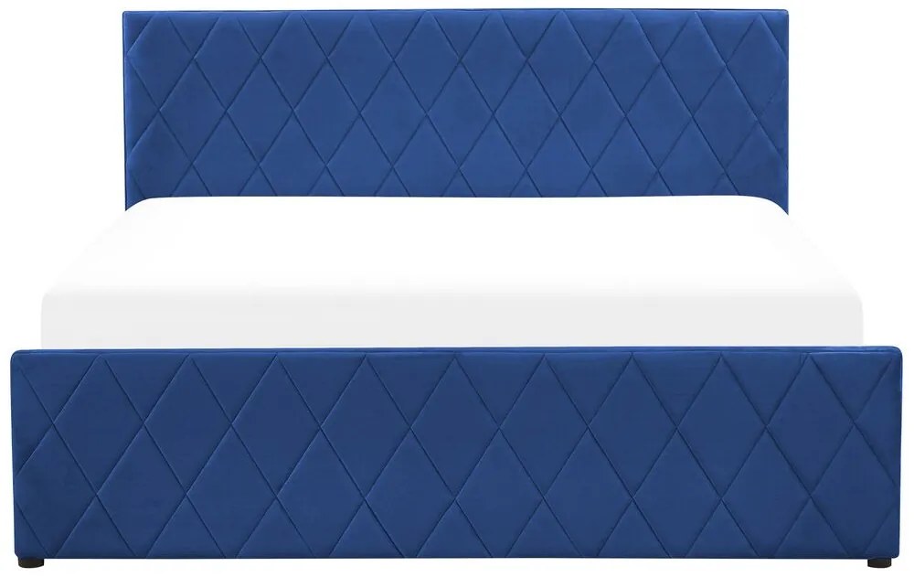 Manželská posteľ 160 cm Rhett (modrá) (s roštom a úložným priestorom). Vlastná spoľahlivá doprava až k Vám domov. 1075603