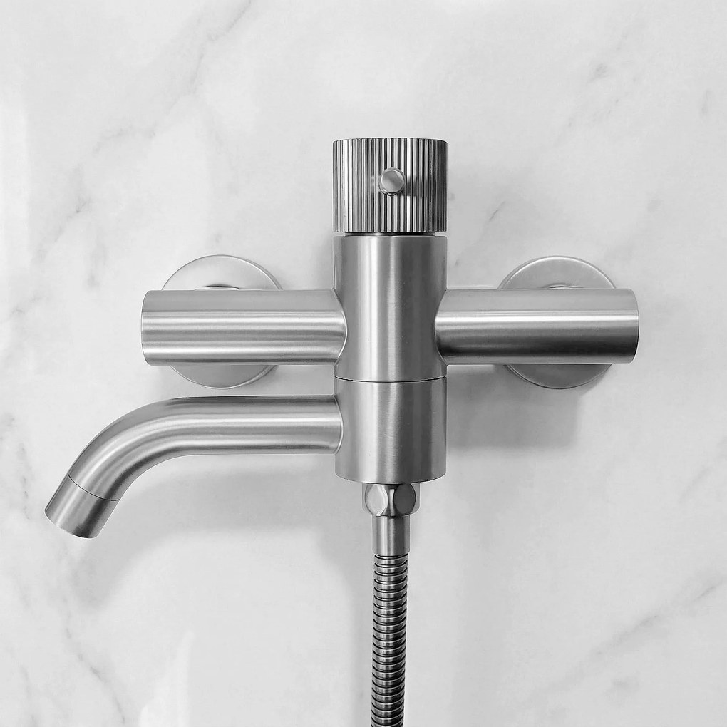 Rea Lungo, vaňová batéria s ručnou sprchovou súpravou, brúsená oceľ, REA-B8057